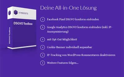 Nur bis zum 11.08.2019: Rabatt für DSGVO Toolbox (Cookie Banner für WordPress)