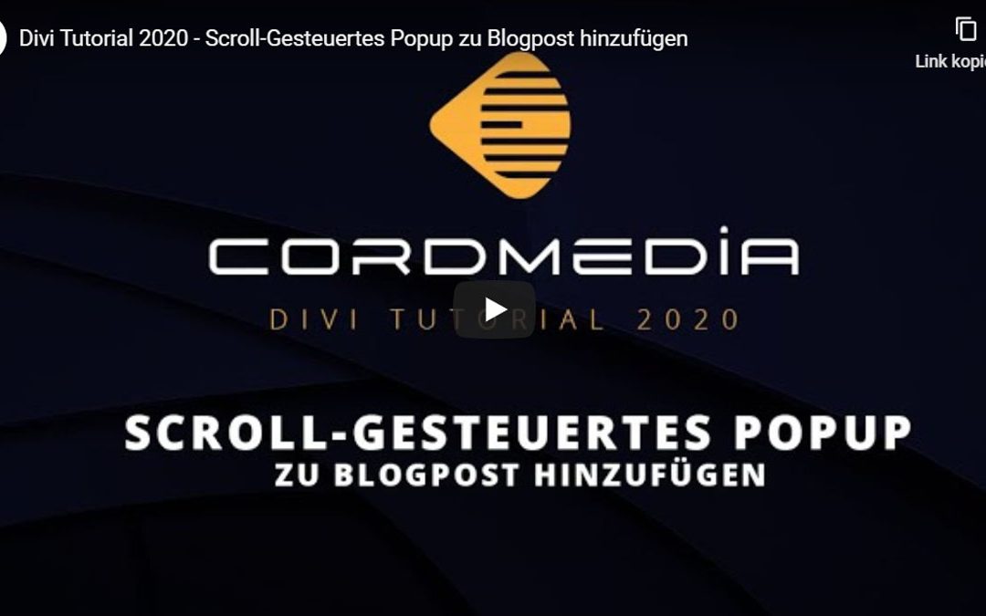 Divi Tutorial 2020 – Scroll-gesteuertes Popup zu Blogpost hinzufügen